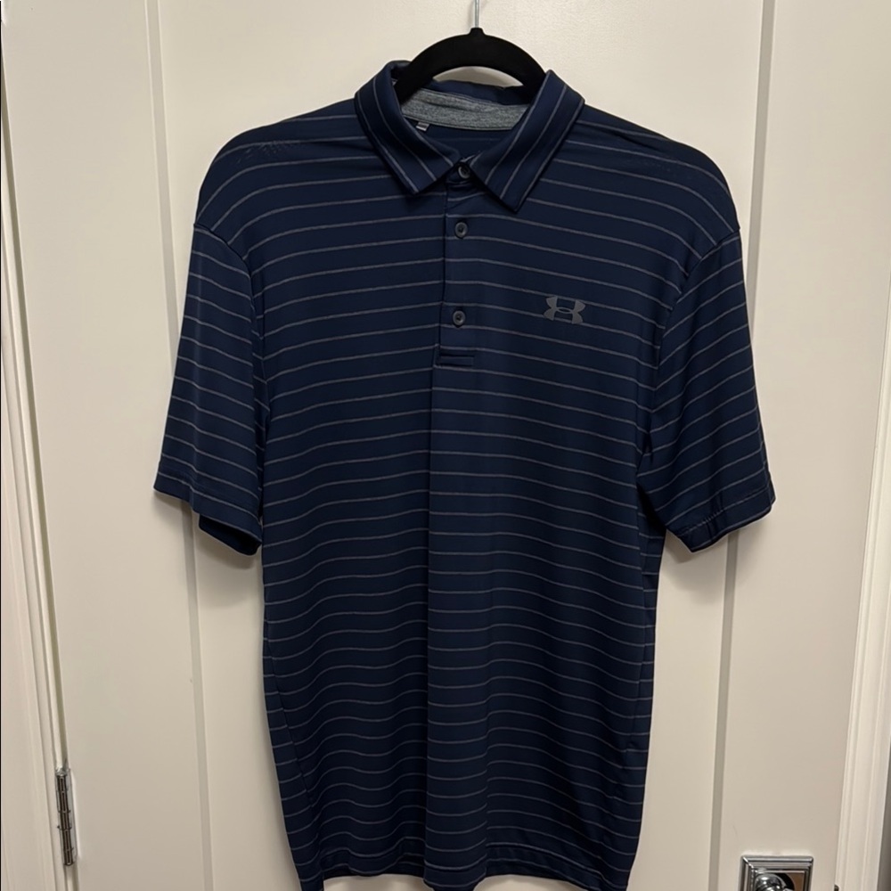 Under Armour Men's Dark Blue Striped Polo